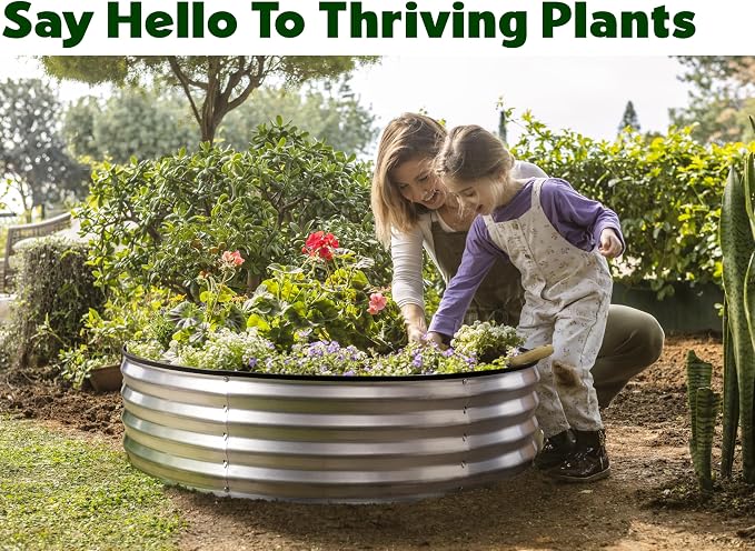 Round Galvanized Raised Garden Bed // 4×4×1 ft Galvanized Raised Garden Beds - Image 3