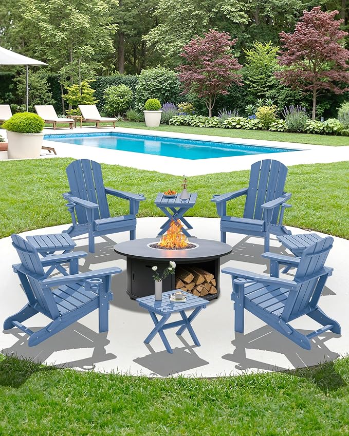 SERWALL Folding Outdoor Side Table Set of 2, Portable Adirondack Side Table - Image 11