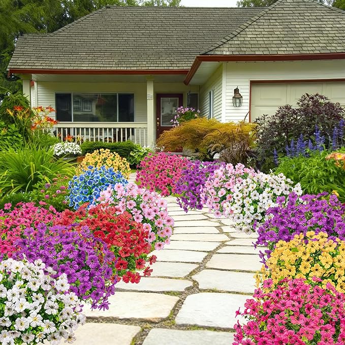 Bassion Artificial Flowers for Outdoors, 24 Bundles UV Resistant Fake Flowers - Image 8