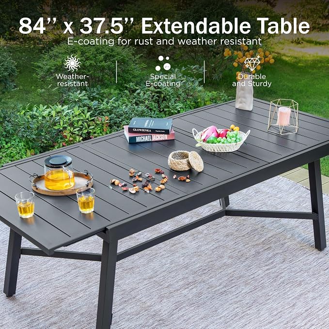 PHI VILLA 9 PCS Patio Dining Set, Outdoor Table and Chair Set - Image 5