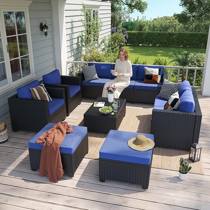 Aoxun 9 Piece Outdoor Patio Furniture Set 8 Seats, Outdoor Sectional - Image 3