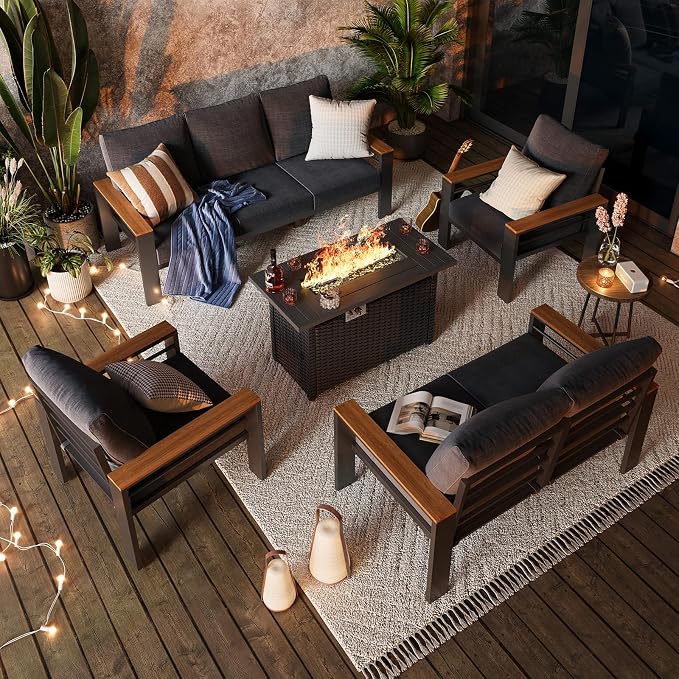 Aoxun Aluminum Outdoor Patio Furniture Set, 8-piece Outdoor Sectional - Image 2