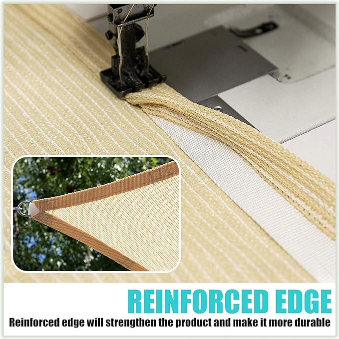 Amgo Custom Size 14' x 14' x 14' Brown Triangle Sun Shade Sail UPF50+ AGTAPRT12 - Image 4