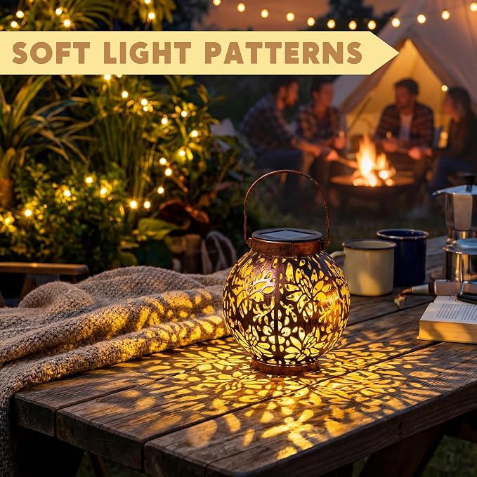 JOIEDOMI 2 Pack Outdoor Solar Hanging Lantern Lights, Waterproof Tabletop - Image 5