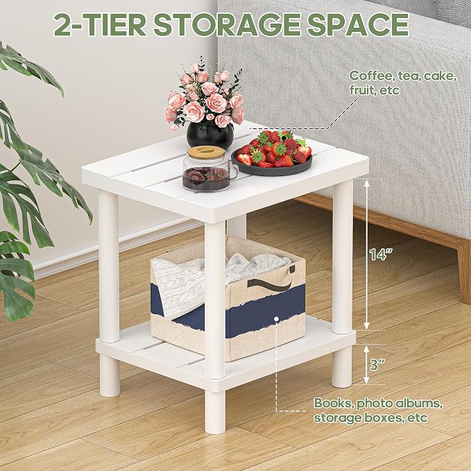 Outdoor Side Table, 2-Tier Small Outdoor Table - Image 3