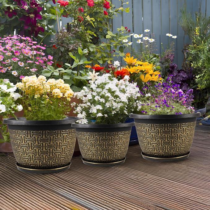 8 Inch Plant Pots, 4 Pack Flower Pot Outdoor - Image 2