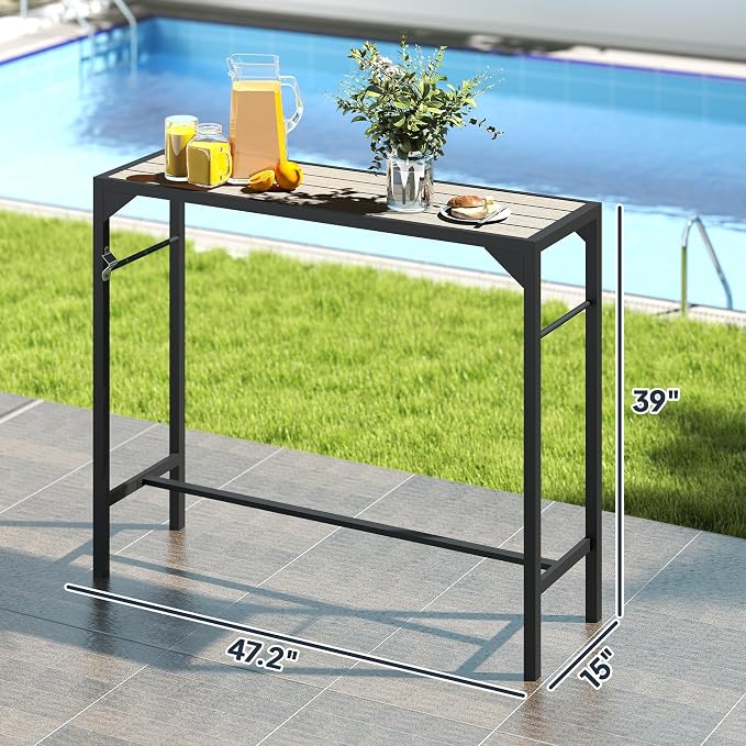 Outsunny 47" Outdoor Bar Table, Bar Height Patio Table - Image 3