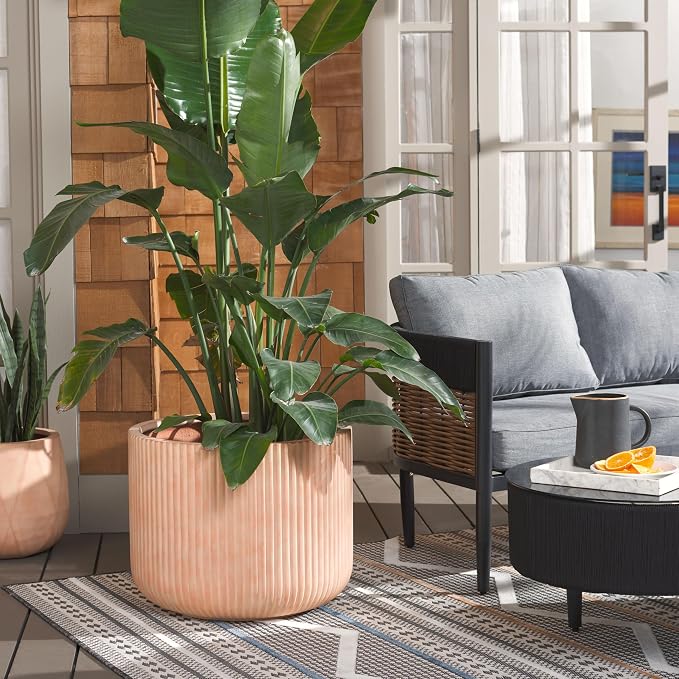 SAFAVIEH Outdoor Collection Lucca Terracotta Cement Ficonstone Planter Pot - Image 2