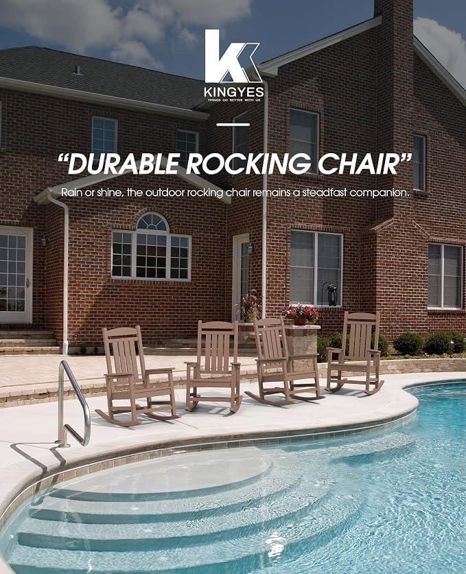 KINGYES Outdoor Rocking Chair Set of 2, High Density Polyethylene Patio Rocking - Image 9