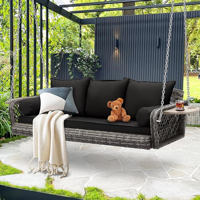 Outdoor Wicker Patio Porch Swing by USSerenaY