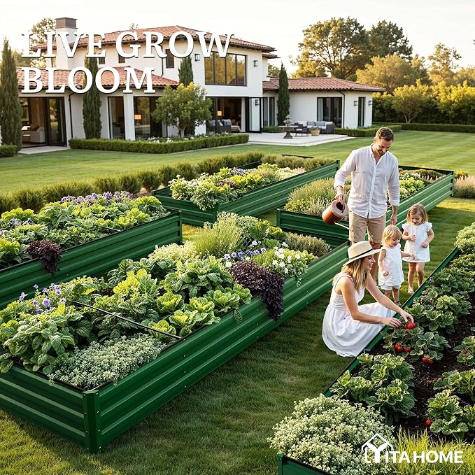 YITAHOME 6pcs 12x4x1 ft Galvanized Raised Garden Bed Kit, Large Metal Planter - Image 3