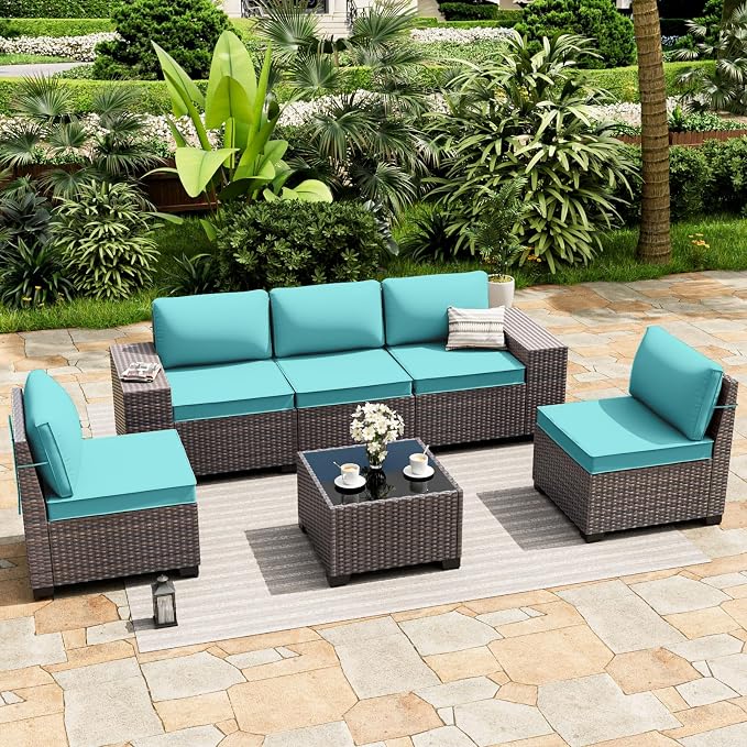 ALAULM 6 Pieces Patio Furniture Set, Oversized Seat/Armrest and High Back - Image 2