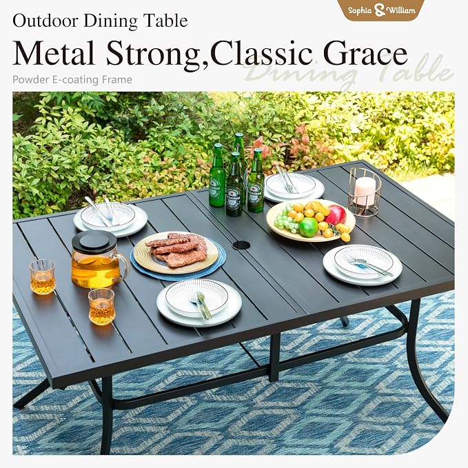 Sophia & William Outdoor Dining Set 7 Pieces, 6 Aluminum Stackable Chair - Image 6