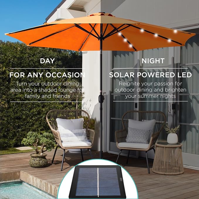 Best Choice Products 10ft Solar Polyester LED Lighted Patio Umbrella w/Tilt - Image 3
