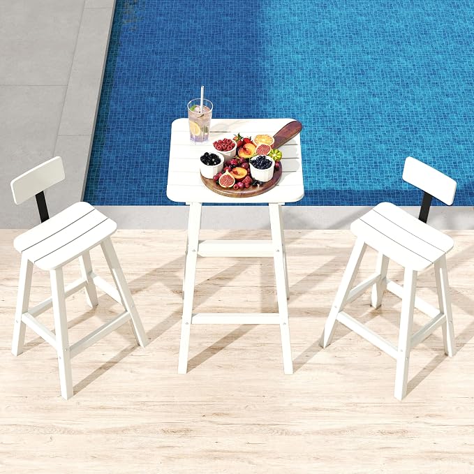3-Piece Outdoor High Table Set, HDPE Weather Resistant - Image 2