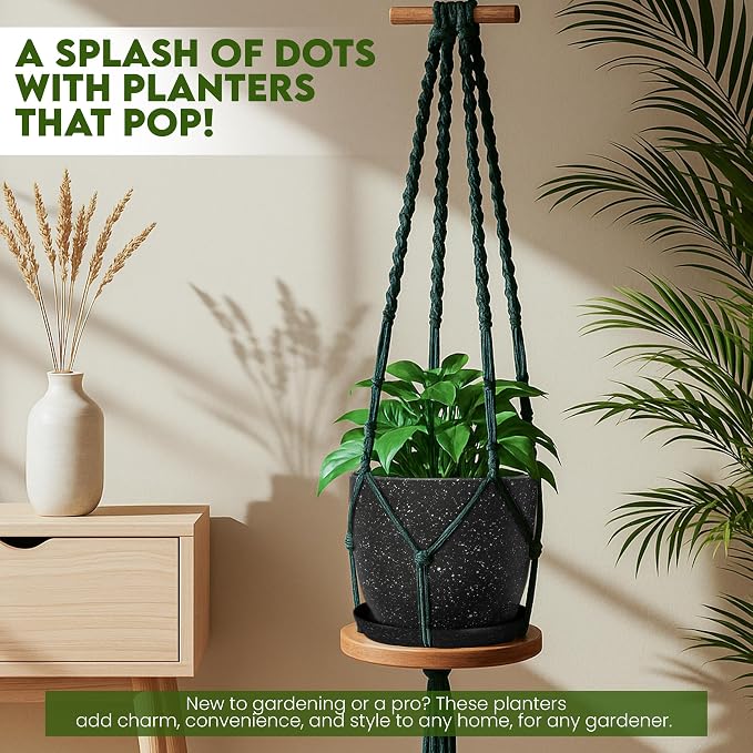 Utopia Home - Spotty Plant Pots Indoor - 7/6.6/6/5.3/4.8 Inches Flower Pots - 5 - Image 2