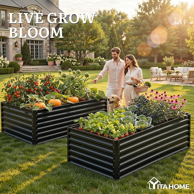 YITAHOME 6x3x2ft Large Raised Garden Bed Kit, Galvanized Metal Planter Box - Image 3