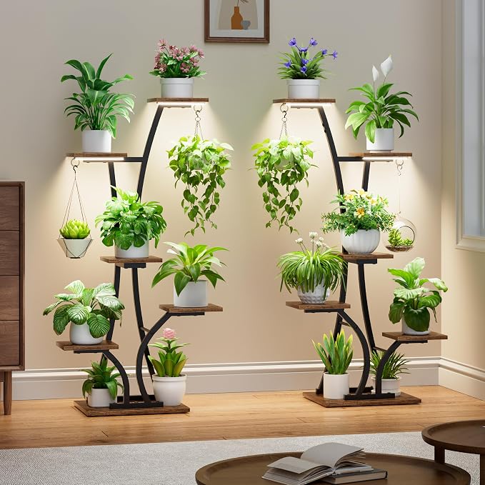 Plant Stand with Grow Light for Indoor Plants, 6 Tiered Metal Plant Shelf - Image 6