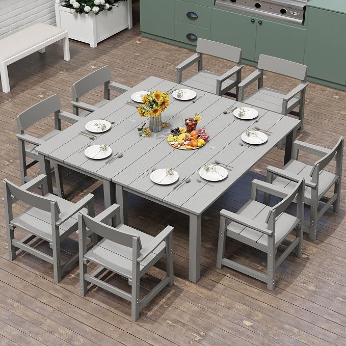 10-Piece HIPS Patio Dining Set for 8 Person Outdoor Dining Sets - Image 3