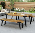 Christopher Knight Home 3 Piece Patio Dining Table, Acacia Wood Table Bench by ChristopherKnightHome
