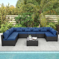 9 Pieces Outdoor Sectional All-Weather Wicker Patio Furniture Set Patio by Rattaner