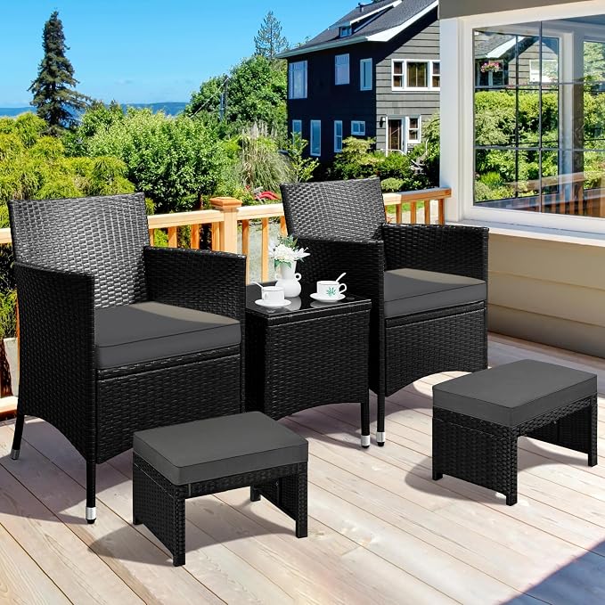 Yaheetech Wicker Ottomans - Image 2