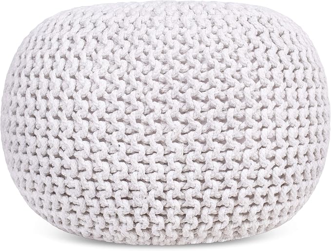 BIRDROCK HOME Round Pouf Ottoman | Cotton Braided Foot Stool - Image 4