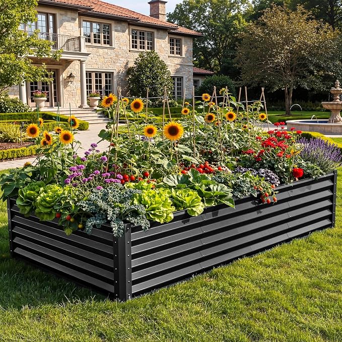 YITAHOME 8x4x1.5 ft Galvanized Raised Garden Bed Kit, Large Metal Planter Box by YITAHOME