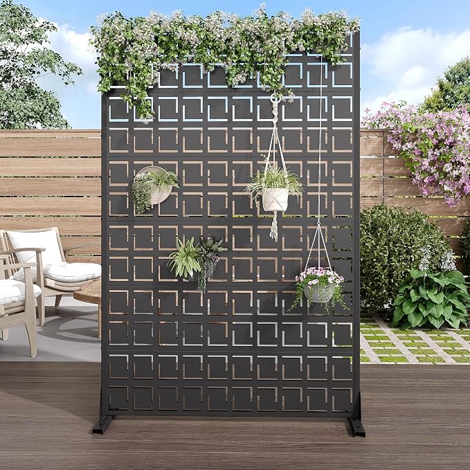 Casaphoria 72" H x 47" W Metal Privacy Screen, Outdoor Freestanding Decorative - Image 2