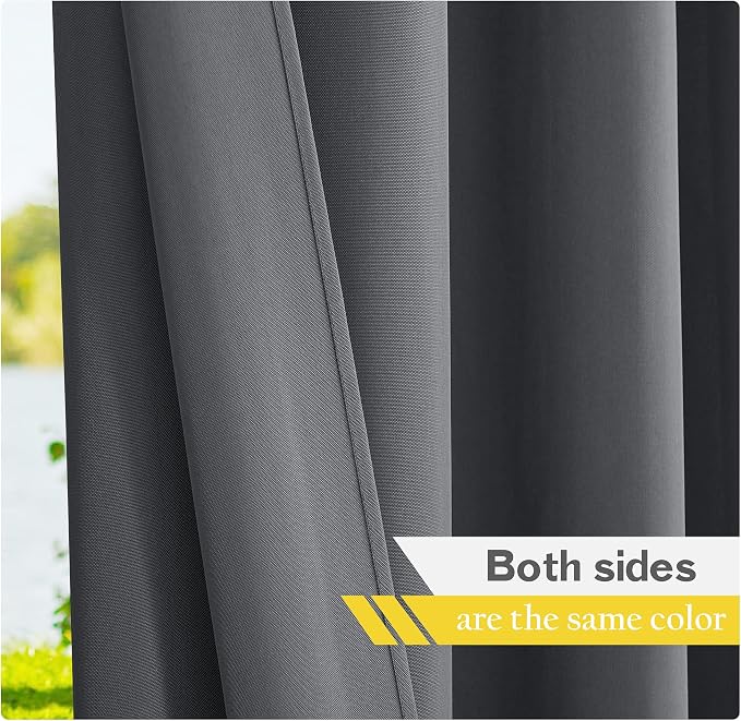 NICETOWN Patio Curtains Outdoor Waterproof 2 Panels, Stainless Steel Ring Top - Image 4