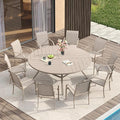 VICLLAX Patio Table and Chair Set of 10, All Weather Metal Round Outdoor Dining by HOME