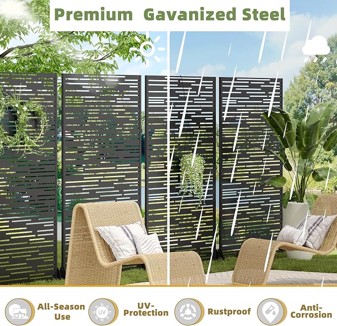 Casaphoria Metal Privacy Screen Outdoor, Shine Black - Image 4