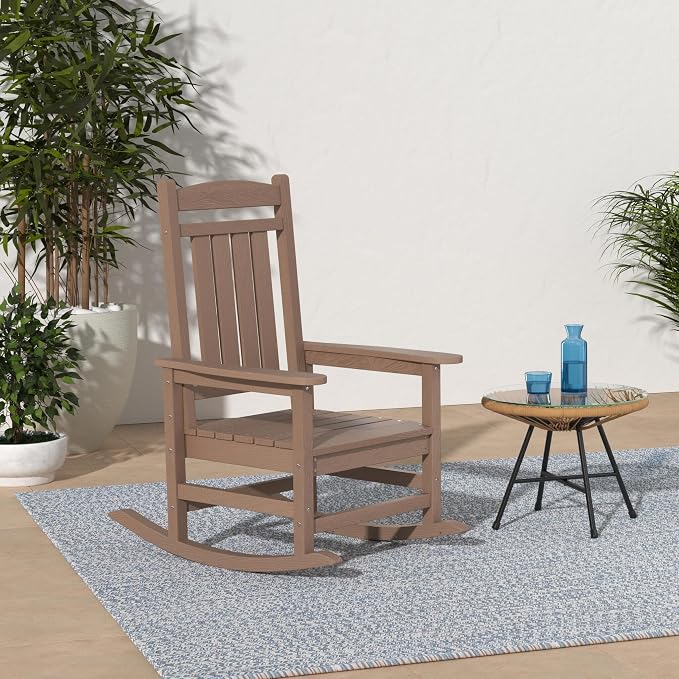 KINGYES HDPE Outdoor Rocking Chair Set of 4, All-Weather Poly Patio Rocking - Image 2