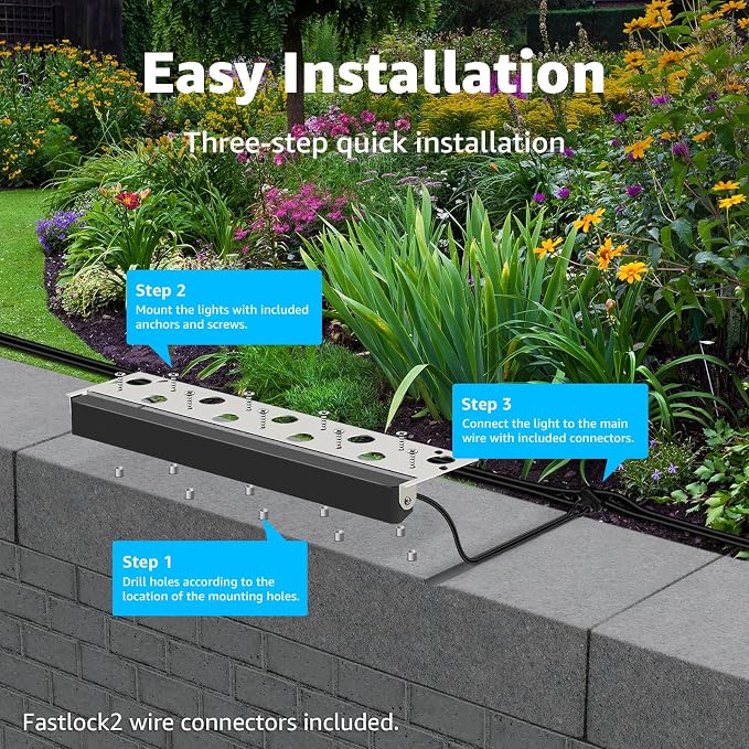 SUNVIE 12 Inch LED Hardscape Lighting 2700K Soft White Retaining Wall Lights 7W - Image 7