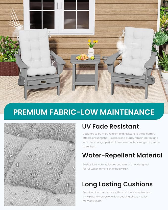 SERWALL HDPE Outdoor Rocking Cushion Set of 2, Memory Foam Cushion Flowers - Image 6