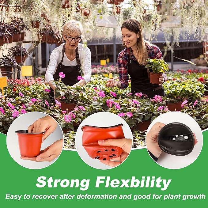 TDHDIKE 4" Small Plastic Plant Nursery Pot/Pots Seedlings Flower Plant - Image 4