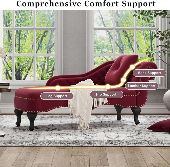 Merax 62'' Velvet Chaise Lounge Indoor - Image 5