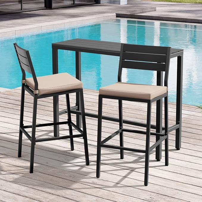 Crestlive Products Outdoor Bar Table and Chairs Set, 3 Piece Outside Patio Bar - Image 8