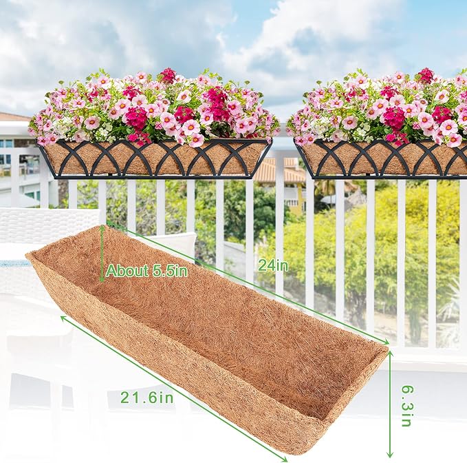 Y&M 4pcs 24“ Through Coco Liners Coconut Fiber Liner, Pre-Formed Replacement - Image 2