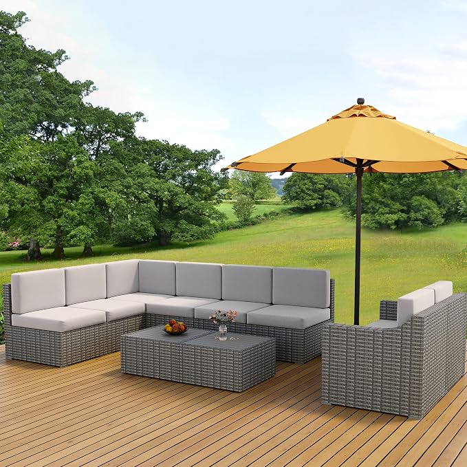 HAPPATIO 10 Piece Patio Conversation Set, Patio Furniture Set - Image 3