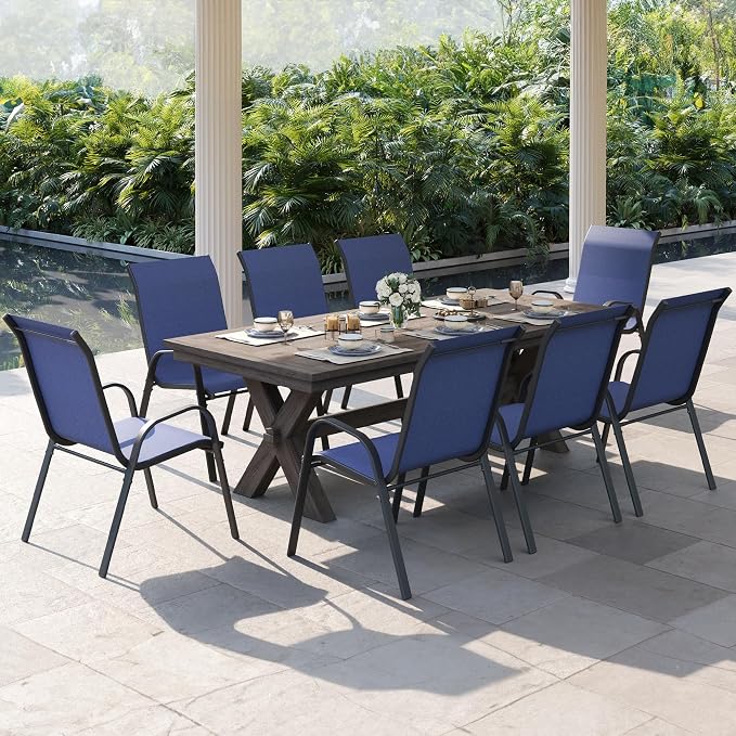 Patio Dining Chairs Set of 8, Outdoor High Stacking Chairs，Breathable Seat - Image 2