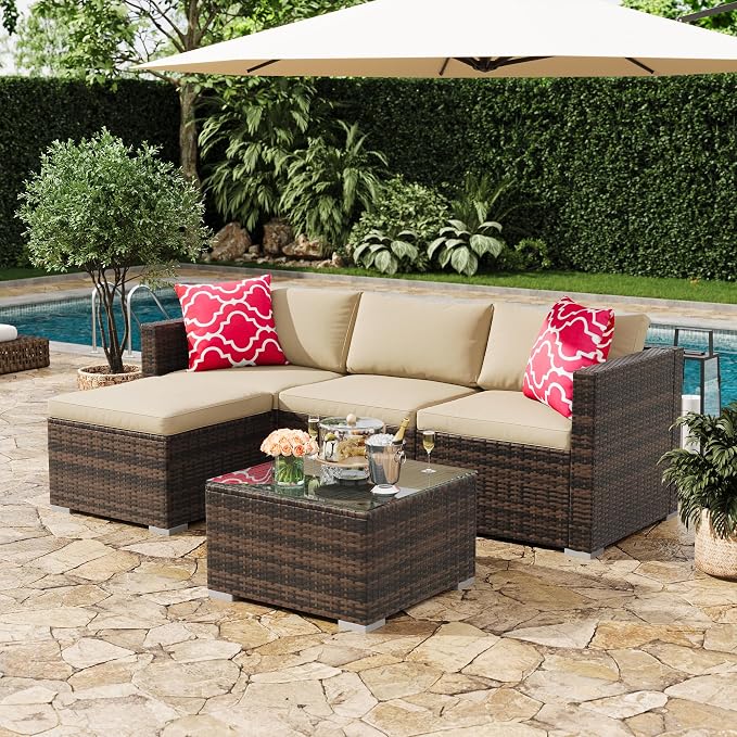 GAOMON 5-Piece All-Weather Patio Furniture Set, Convertible Outdoor Sectional - Image 3