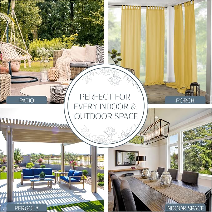 Elrene Home Fashions Matine Weatherproof Tab-Top Indoor/Outdoor Solid Color - Image 3