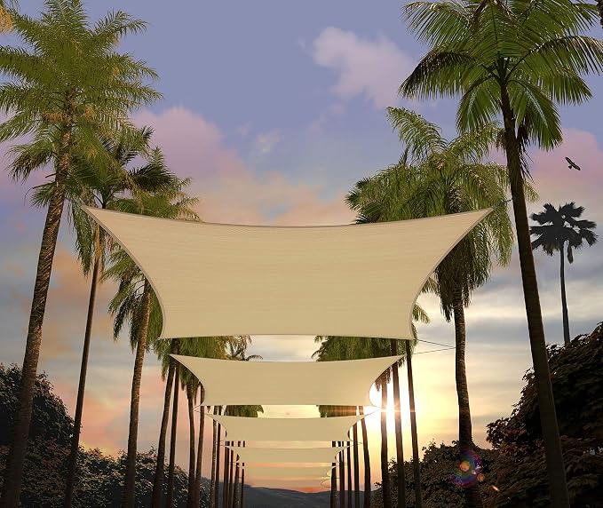 Amgo 14' x 14' x 19.8' Beige Right Triangle Sun Shade Sail UPF50+ Canopy Awning by Amgo
