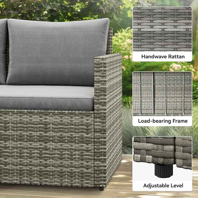 YITAHOME 9-Piece Patio Furniture Set, All-Weather Wicker Outdoor Sectional Sofa - Image 7