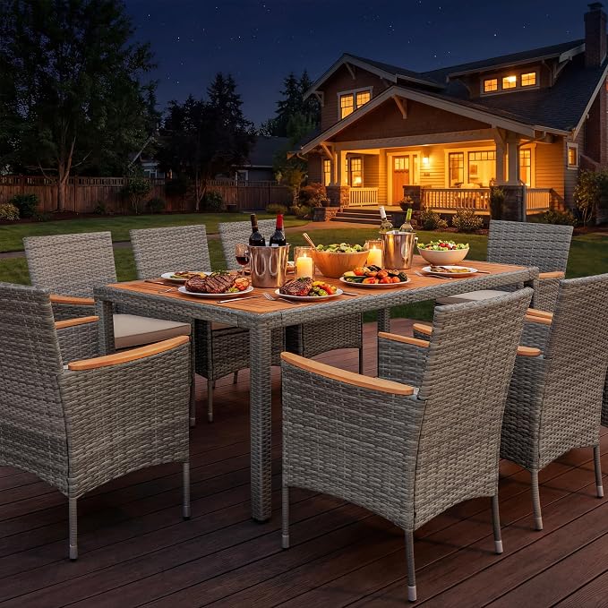 Devoko Outdoor Patio Dining Sets 9 Pieces Wicker Outdoor Dining Table and - Image 5