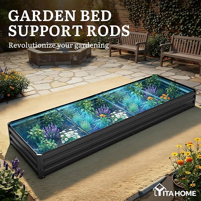 YITAHOME 12x4x1ft Large Raised Garden Bed Kit, Galvanized Metal Planter Box - Image 7