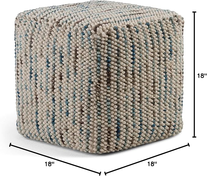 SIMPLIHOME Zoey Cube Pouf – 18 inch Wide Upholstered Wool and Cotton Ottoman in - Image 9