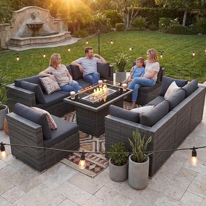 NICESOUL 9 Piece Modern Oversized Outdoor Patio Furniture Set - Image 3