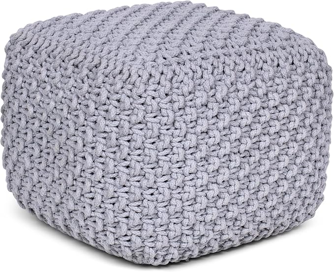 BIRDROCK HOME Square Pouf Ottoman | Cotton Braided Foot Stool - Image 10